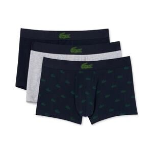 Lacoste Men's 3-Pack Regular Fit Cotton Stretch Mini Croc Trunks Size M
